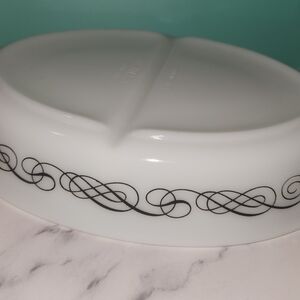 Pyrex White Divided Dish with Black Swirl